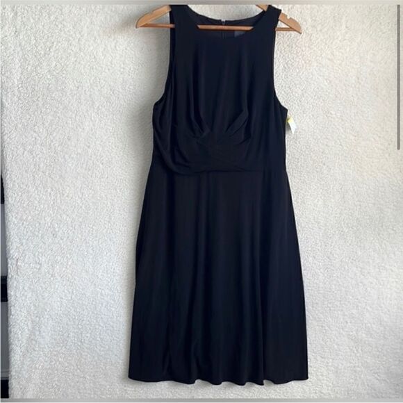 Adrianna Papell NWT MATTE STRETCH JERSEY FIT AND FLARE HALTER DRESS IN B… - Picture 9 of 13